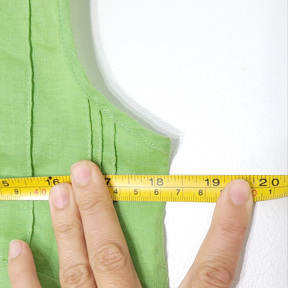 Carlie's Court Women's Green 100% Linen Sleeveless Scoop Neck Lightweight Top S - Picture 10 of 11